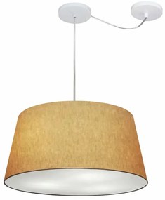 Lustre Pendente Cone Com Desvio Md-4282 Cúpula 21/40x50cm Palha - Bivolt