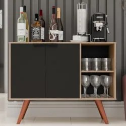 Balcão Buffet Cantinho do Café Bianca Preto/Freijó Z34      - Mpozenat