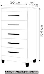Cômoda Para Quarto 5 Gavetas 56cm Thais A02 Cinamomo - Mpozenato