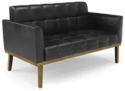 Sofá Namoradeira e 2 Poltronas Base Madeira Castanho Ana Sintético PU
