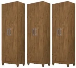 Kit 3 Armários Multiuso Organizador 2 Portas Astrid Z17 Castanho Wood
