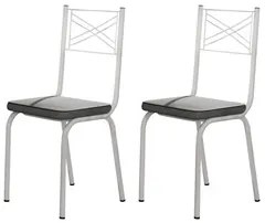 Kit 2 Cadeiras 119 Europa Branco/Platina - Artefamol