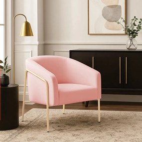Poltrona Sala Industrial Alta Champanhe Stella Suede D03 - D'Rossi - Rosa Bebê
