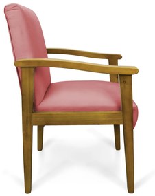 Poltrona Eloisa Suede Base de Madeira Castanho D03 - D'Rossi - Rose