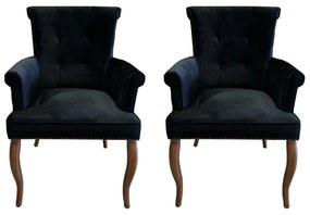 Kit 2 Cadeiras de Jantar Belford Veludo Preto Pés de Madeira Design Sofisticado G48 -  Gran Belo