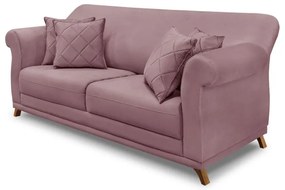 Sofá Decorativo 180cm 2 Lugares com 4 Almofadas Armstrong Veludo Lilás G63 - Gran Belo