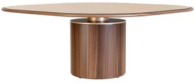 Mesa de Jantar Evannon Quadrada Acabamento Laminado Base com Detalhe Madeira