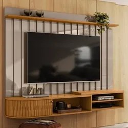 Painel para TV 75 Pol com Bancada Suspensa 207cm Emília M01 Fendi/Natu