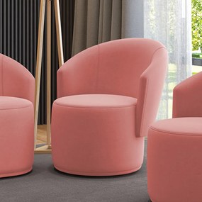 Poltrona Decorativa Orgânica Fixa para Sala Malu Suede M11 - D'Rossi - Rose