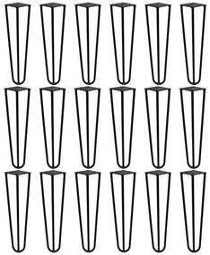 Kit 18 Pés de Metal 30 CM Hairpin Legs Mesa de Canto Rack e Puffs Preto G41