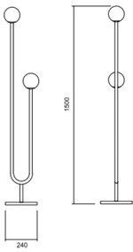 Luminária De Chão Pêndulo C/ 2 Globos Ø30X147Cm 2L G9 / Metal E Globo... (TT-M Titânio Metálico, FOSCO)