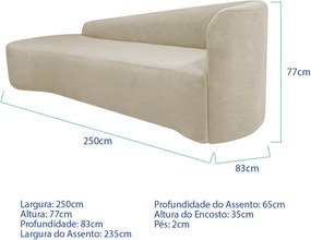 Kit Sofá Curvo França 250cm L.E e Poltrona Luiza Max Conforto, Elegância e Design Moderno Linho