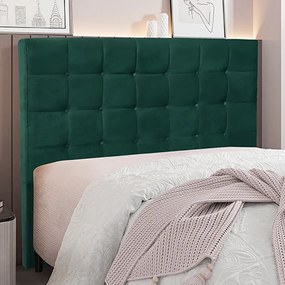 Cabeceira Decorativa Casal 1,40M Tropea Veludo Verde Floresta G63 - Gran Belo