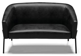 Sofá 2 Lugares Namoradeira Pé de Ferro Preto Stella Sintético PU D03 - D'Rossi - Preto