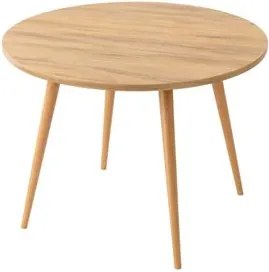 Mesa Jantar Sofia Redonda 80cm Carvalho Tropical 18mm Pés de Madeira Natural Marin