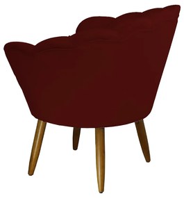 Poltrona Decorativa Pétala Pés Palito Suede Bordô - Sheep Estofados