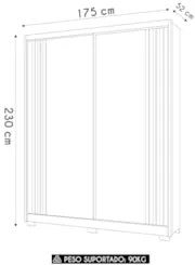 Guarda Roupa Solteiro 175cm 2 Portas Florença Z17 Freijó/Off - Mpozena