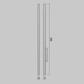 Arandela Vertical Long Slim 02X05X98Cm Led 15W 3000K - Qimporta Ar2522 (PRETO)