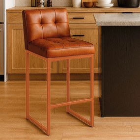 Banqueta Cozinha Alta com Encosto Industrial Bronze Lirina PU C05 - D'Rossi - Nozes