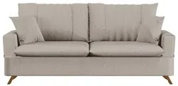 Sofá 180cm 3 Lugares com Almofadas Pés Curvos Veras Linho D05 Bege - M