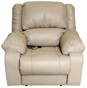Poltrona do Papai Reclinável Elétrica com Massagem Magnum PU Sintético Bege G23 - Gran Belo