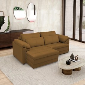 Sofá Retrátil Manual Sala de Estar Nolan Bipartido 175cm Conforto Premium em Couro Mel G58 - Gran Belo