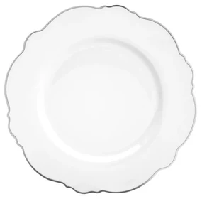 Prato Raso Porcelana Maldivas Branco Fio Prateado 28cm 18169 Wolff