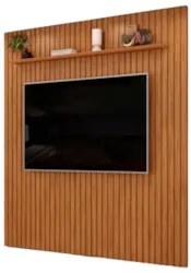 Painel TV 75 Pol 223cm Suspenso Ripado Noah D04 Freijó - Mpozenato