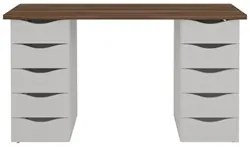 Mesa para Computador Escrivaninha Due Web Nogal/Branco - Artany