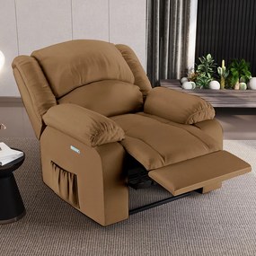 Poltrona do Papai Reclinável Sala de Cinema Madrid Elétrica Touch Massagem USB PU Caramelo G23