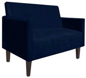 Namoradeira Jade 02 Lugares Suede Azul Marinho Pés Chanfrado Tabaco - D'Rossi