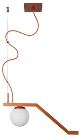 Pendente Zig 90X30Cm 3Xg9 / Cabo Aço Chumbador + Cabo Rayon / Globo Ø1... (BT - Branco Texturizado, FOSCO)