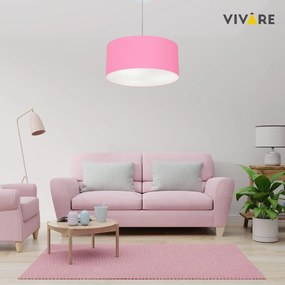 Lustre Pendente Cilíndrico Md-4100 Cúpula em Tecido 50x25cm Rosa Bebê - Bivolt