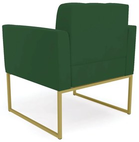 Kit 1 Sofá Namoradeira e 2 Poltronas Elisa Veludo Verde Base Metálica Industrial Dourado - D'Rossi