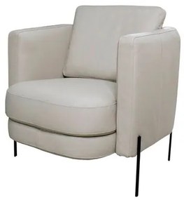 Poltrona Fiama Couro Pérola Pés em Ferro Fixo 77cm - 70021 Sun House