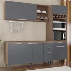Armário de Cozinha CP02 Para Pia 150cm Pérola Z34 Freijó/Grafite - Mpo
