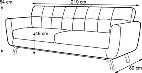 Sofá Sala de Estar 3 Lugares Loki 210cm Veludo Amarelo G15 - Gran Belo