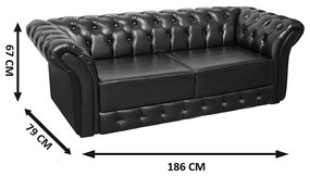 Namoradeira Sofá 2 Lugares Chesterfield Capitonê 186cm Corano Preto - Sheep Estofados - Preto