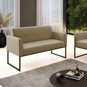 Sofá Namoradeira Base Industrial Preto Marisa Suede D03 - D'Rossi - Marrom Rato