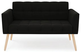 Sofá Namoradeira Elisa Suede Pés Palito Natural - D'Rossi - Preto