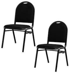 Kit 2 Cadeiras Hoteleiras Auditório Empilhável Linho Z33 Preto - Mpoze