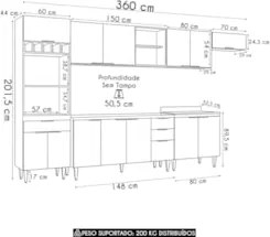 Armário de Cozinha CP06 Com Pia 150cm Pérola Z34 Branco     - Mpozenat