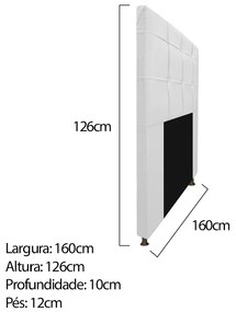 Kit Cabeceira e Calçadeira Baú Estofada Mel 160 cm Queen Size Com Capitonê Corano Branco - ADJ Decor