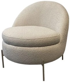Poltrona Solis Tecido cor Cru com Pés Metal Champanhe - 72338 Sun House