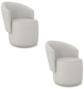 Poltrona Decorativa Orgânica Fixa para Sala kit 2 Malu Linho M11 - D'Rossi - Cinza