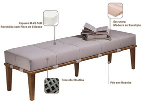 Recamier Decorativo 160cm Martínez Linho Pés Madeira Bege/Natural G62 - Gran Belo