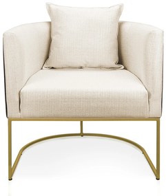 Poltrona Paola Corano Preto com Linho Base Metálica Dourado D03 - D'Rossi - A19 Grosso Bege