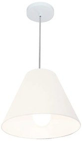 Lustre Pendente Cone Md-4028 Cúpula em Tecido 25/30x12cm Branco - Bivolt