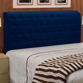 Cabeceira Giovana Cama Box Queen Casal 160 cm Suede Azul Marinho - D'Rossi