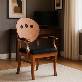 Cadeira Sala de Jantar e Jogos Teseu Estrutura de Madeira Maciça e MDF Veludo Preto/Imbuia G42 - Gran Belo